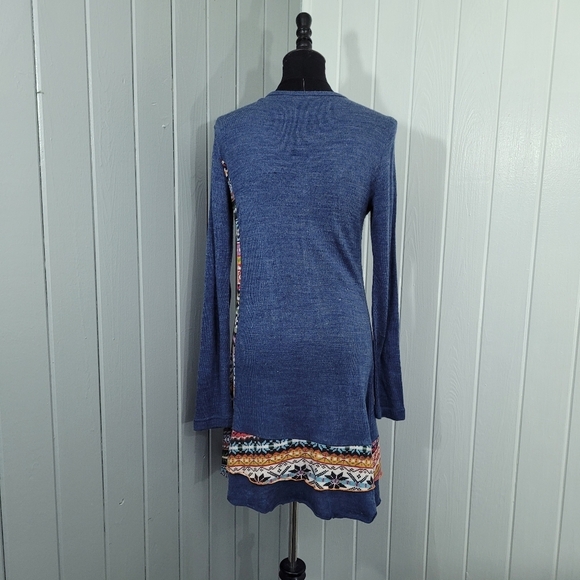Moka Sport Women's Size Small Multi Media Patchwork Long Sleeve Sweater Dress - Picture 7 of 14